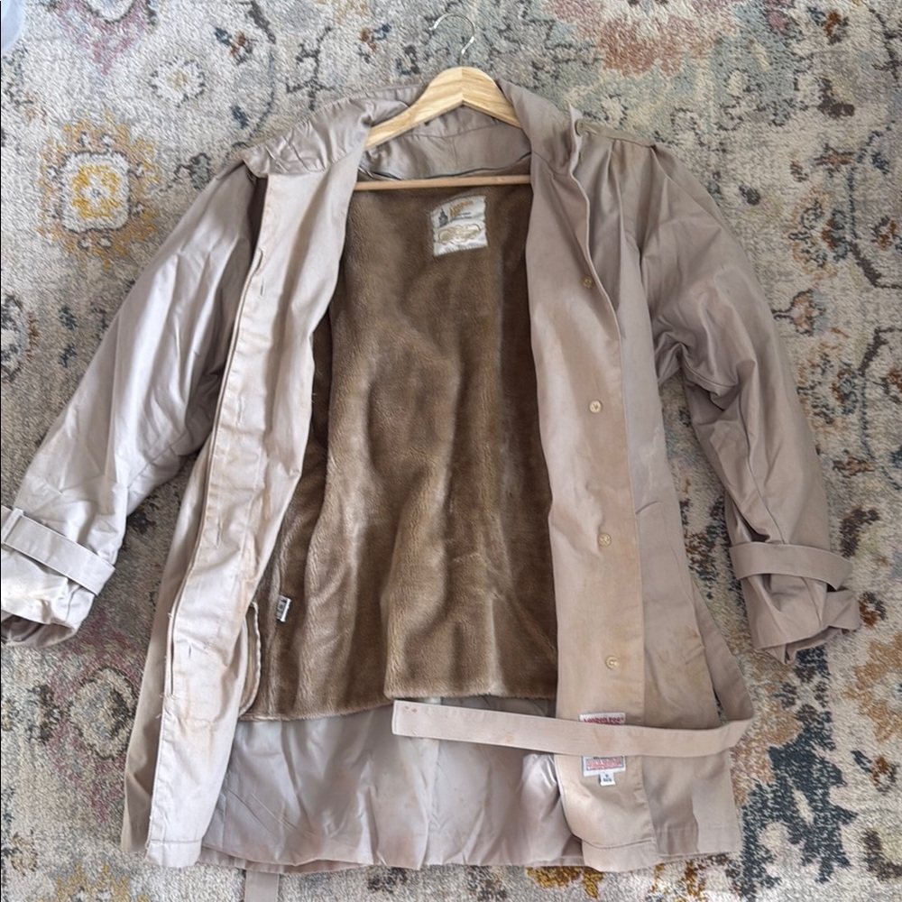 Women's London Fog Trench Coat with Faux Fur Lining
